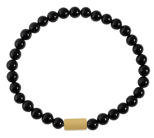 Akzent Onyx Kugelarmband für Damen in Schwarz | Länge 17 cm | elastisches Band | 100% Wasserfest & Hautverträglich | Bracelet for Woman von Akzent