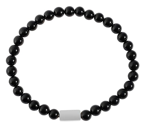 Akzent Onyx Kugelarmband für Damen in Schwarz | Länge 17 cm | elastisches Band | 100% Wasserfest & Hautverträglich | Bracelet for Woman von Akzent