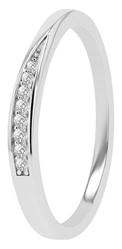 Akzent Silberring Damen 925 Silber | Größe 58 | mit Zirkoniabesatz, rhodiniert | Ehering, Trauringe oder Verlobungsring | Geschenke für Frauen, Freundin | 100% Wasserfest & hautverträglich von Akzent