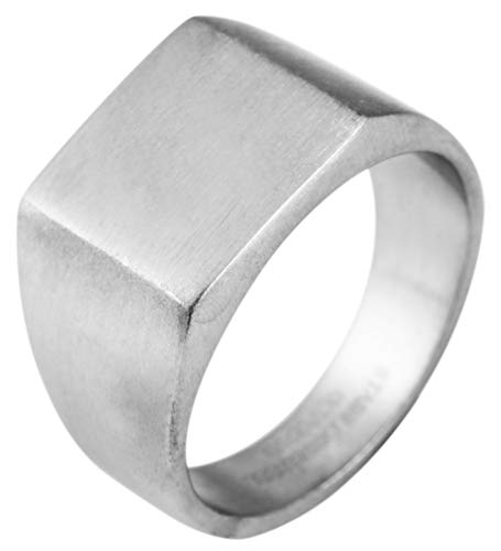 Akzent Wap Unisex-Siegelring Edelstahl Gravur personalisiert silberfarbig Statement Damen Herren oval Geschenk (64 (20.3)) von Akzent
