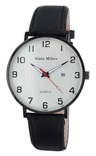 Alain Miller Herrenuhr Weiß Schwarz Analog Datum Leder-Imitat Quarz Alain Miller Herrenuhr Weiß Schwarz Analog Datum Leder-Imitat Quarz von Akzent