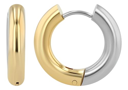 AKZENT® Wasserfeste Edelstahl Ohrringe Creolen in Bicolor für Damen, 100% Wasserfest & Hautverträglich von Akzent