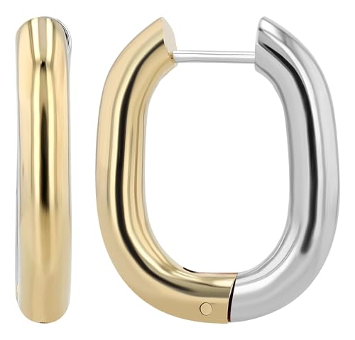 AKZENT® Wasserfeste Edelstahl Ohrringe Creolen für Damen, 100% Wasserfest & Hautverträglich (Bicolor) von Akzent