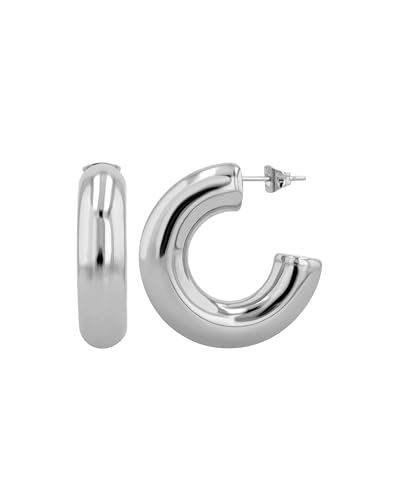 AKZENT® Wasserfeste Edelstahl Ohrringe Creolen in Silber für Damen, 100% Wasserfest & Hautverträglich von Akzent