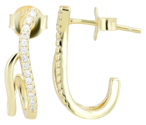 "Elegancia", 925/- Echt Silber Ohrstecker mit Zirkonia, rhodiniert von Akzent