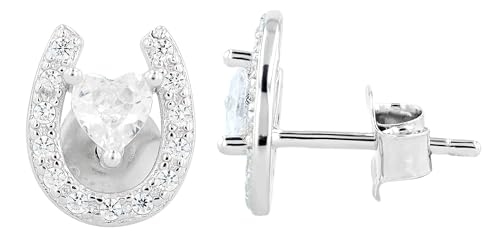 "Felina" 925/- Echt Silber Ohrstecker, Hufeisen/Herz, mit Zirkoniasteinen, silberfarben rhodiniert "Felina" 925/- Echt Silber Ohrstecker, Hufeisen/Herz, mit Zirkoniasteinen, silberfarben rhodiniert von Akzent