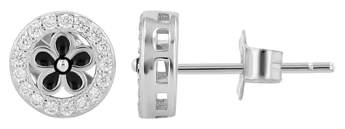 "Lucretia", 925/- Echt Silber Ohrstecker floral, rhodiniert von Akzent