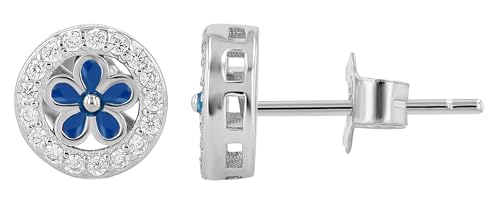 "Lucretia", 925/- Echt Silber Ohrstecker floral, rhodiniert von Akzent