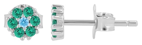 "Sabi" 925/- Echt Silber Ohrstecker, Zirkonia, rhodiniert, Blume von Akzent