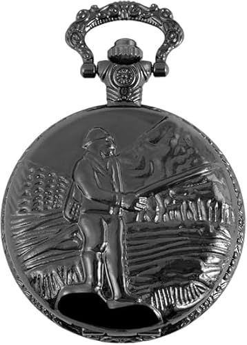 Taschenuhr inkl. Kette und Clip - Jäger - Weiß Schwarz Klassik Analog Quarz Metall Arabische Ziffern von Akzent
