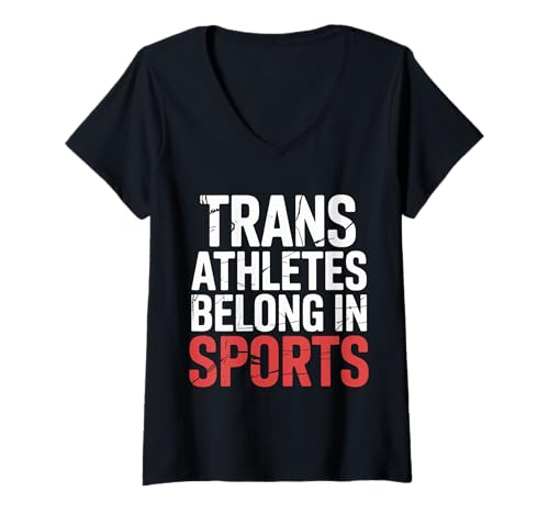 Damen Trans Athletes Belong In Sports Inklusive LGBTQ |- T-Shirt mit V-Ausschnitt Damen Trans Athletes Belong In Sports Inklusive LGBTQ |- T-Shirt mit V-Ausschnitt von Akzeptanz und integratives Sportbewusstsein