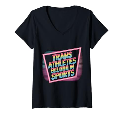 Damen Trans Athletes Belong In Sports Inklusive LGBTQ - T-Shirt mit V-Ausschnitt Damen Trans Athletes Belong In Sports Inklusive LGBTQ - T-Shirt mit V-Ausschnitt von Akzeptanz und integratives Sportbewusstsein