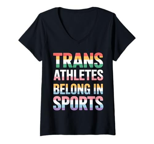 Damen Trans Athletes Belong In Sports Inklusive LGBTQ - T-Shirt mit V-Ausschnitt Damen Trans Athletes Belong In Sports Inklusive LGBTQ - T-Shirt mit V-Ausschnitt von Akzeptanz und integratives Sportbewusstsein
