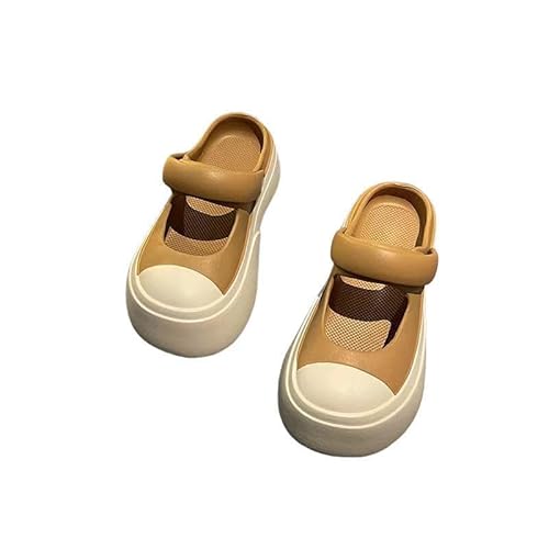 AlHECE Hausschuhe damen Dicke Sohle Outdoor Sandalen Zwei-Wear Kontrastierende Farbe High Heels Hausschuhe-Khaki-37-38 von AlHECE