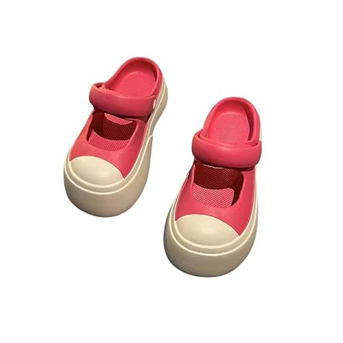 AlHECE Hausschuhe damen Dicke Sohle Outdoor Sandalen Zwei-Wear Kontrastierende Farbe High Heels Hausschuhe-Rosenrot-39-40 von AlHECE