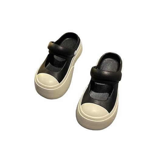 AlHECE Hausschuhe damen Dicke Sohle Outdoor Sandalen Zwei-Wear Kontrastierende Farbe High Heels Hausschuhe-Schwarz-39-40 von AlHECE