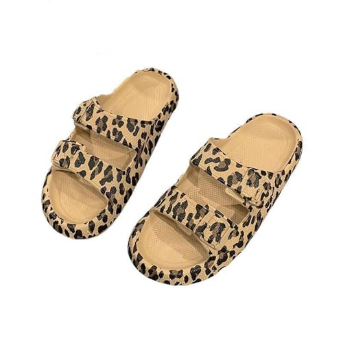 AlHECE Hausschuhe damen Sommer Frauen Leopard Print Plattform Hausschuhe Casual Dicke Sohle Innen- Und Outdoor Sandalen Paar Strandschuhe-Khaki-37 von AlHECE