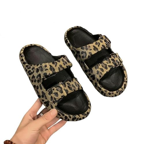 AlHECE Hausschuhe damen Sommer Frauen Leopard Print Plattform Hausschuhe Casual Dicke Sohle Innen- Und Outdoor Sandalen Paar Strandschuhe-Schwarz-36 von AlHECE