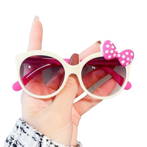 AlHECE Sonnenbrille Entzückender Farbblock Mit Bogendekor Großrahmen Sonnenbrillen Teenager Jungen Mädchen Outdoor Party Urlaubsreise-Beige von AlHECE