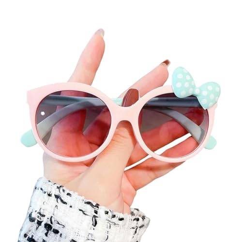 AlHECE Sonnenbrille Entzückender Farbblock Mit Bogendekor Großrahmen Sonnenbrillen Teenager Jungen Mädchen Outdoor Party Urlaubsreise-Rosa von AlHECE