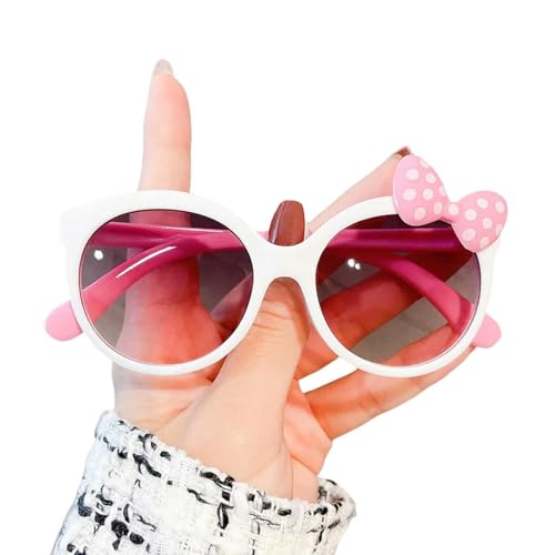 AlHECE Sonnenbrille Entzückender Farbblock Mit Bogendekor Großrahmen Sonnenbrillen Teenager Jungen Mädchen Outdoor Party Urlaubsreise-Weiß von AlHECE