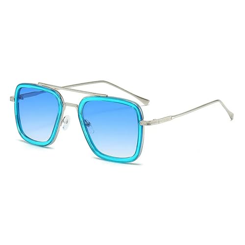 AlHECE Sonnenbrille Männer Sonnenbrille Metall Steampunk Sonnenbrille Für Frauen Trendige Outdoor Schatten Eyewear Unisex Zubehör-Farbverlauf Blau von AlHECE