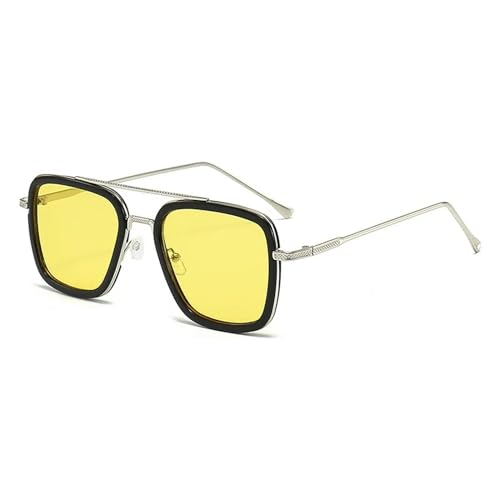 AlHECE Sonnenbrille Männer Sonnenbrille Metall Steampunk Sonnenbrille Für Frauen Trendige Outdoor Schatten Eyewear Unisex Zubehör-Gelb von AlHECE