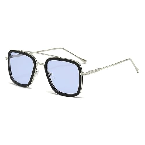 AlHECE Sonnenbrille Männer Sonnenbrille Metall Steampunk Sonnenbrille Für Frauen Trendige Outdoor Schatten Eyewear Unisex Zubehör-Hellblau von AlHECE