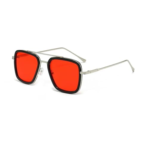 AlHECE Sonnenbrille Männer Sonnenbrille Metall Steampunk Sonnenbrille Für Frauen Trendige Outdoor Schatten Eyewear Unisex Zubehör-Rot von AlHECE