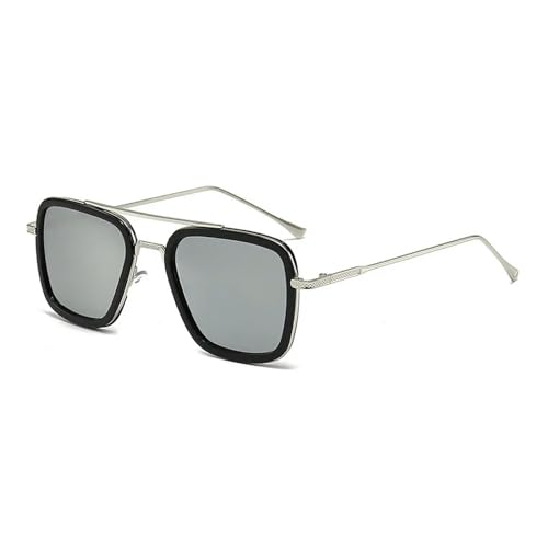 AlHECE Sonnenbrille Männer Sonnenbrille Metall Steampunk Sonnenbrille Für Frauen Trendige Outdoor Schatten Eyewear Unisex Zubehör-Weißer Spiegel von AlHECE