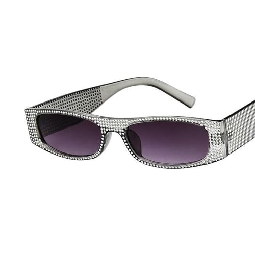 AlHECE Sonnenbrille Quadratische Sonnenbrille Frauen Kleine Größe Kristall Sonnenbrille Damen Gradient Oculos Spiegelschatten Uv400-C von AlHECE