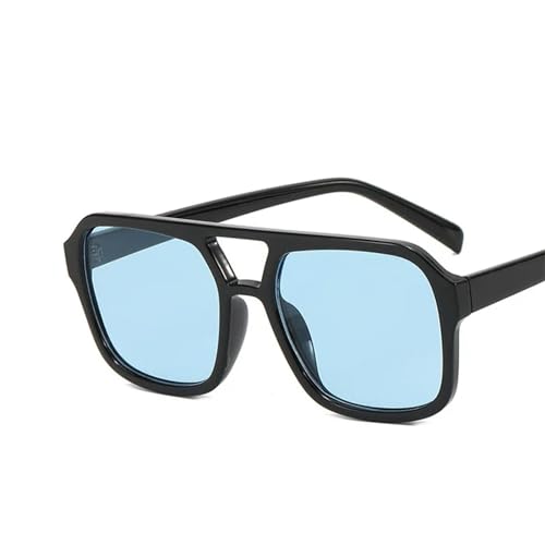 AlHECE Sonnenbrille Quadratische Sonnenbrille Frauen Vintage Rahmen Weibliche Doppelstrahl Sonnenbrille Ocean Gradient Retro Designer Outdoor-Schwarz Blau von AlHECE