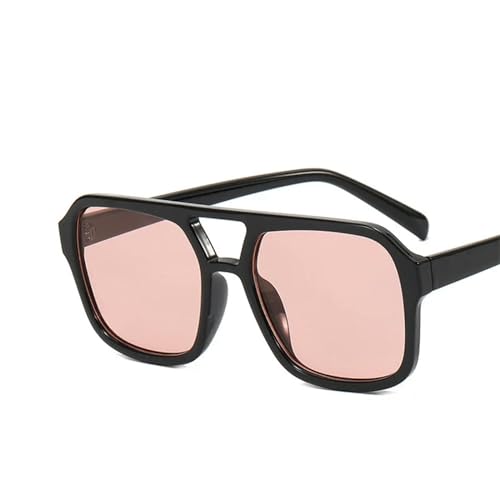 AlHECE Sonnenbrille Quadratische Sonnenbrille Frauen Vintage Rahmen Weibliche Doppelstrahl Sonnenbrille Ocean Gradient Retro Designer Outdoor-Schwarz Pink von AlHECE