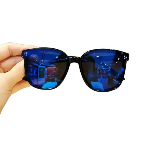 AlHECE Sonnenbrille Runde Sonnenbrille Mädchen Junge Glänzende Beschichtung Doppelfarbe Vintage Sonnenbrille Uv -Schutzbrille Kinderbrille Brille-Blau von AlHECE