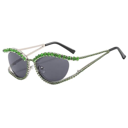 AlHECE Sonnenbrille Strass -Sonnenbrille Für Frauen Steampunk Männer Brillen Party Beach Shades Accessoire-Grün-Als Bild von AlHECE