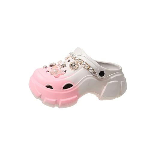 Hausschuhe Damen Sandalen Cartoon Clogs Frauen Maultiere Sommer Strand Sandalen Höhle Loch Weiblicher Garten Schuh Für Studenten Mädchen-Rosa-38 von AlHECE