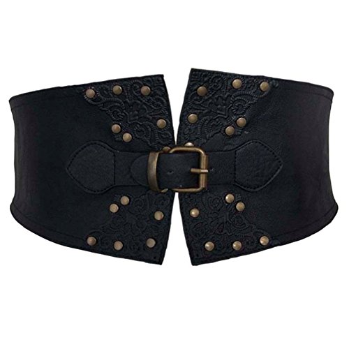 Alaani Steampunk Nieten Gürtel Taillencorsage Taillengürtel schwarz (M) von Alaani