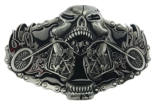 Alaani Totenkopf Skull Biker Motorcycle Motorbike Feuer Gürtelschnalle Buckle von Alaani