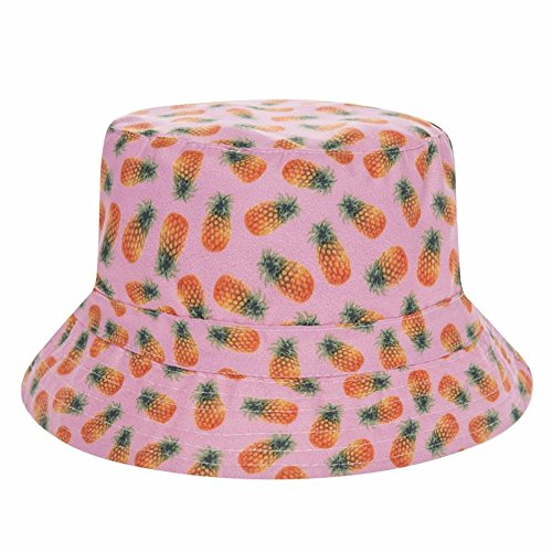 Fischerhut Bucket Hat Sonnenhut Print Pink Ananas von Alaani