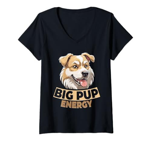 Damen Alabai Hund Big Pup Energy T-Shirt mit V-Ausschnitt Damen Alabai Hund Big Pup Energy T-Shirt mit V-Ausschnitt von Alabai Hund
