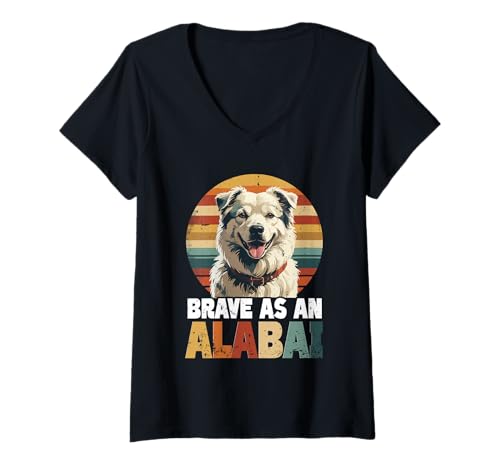 Damen Alabai Hund Brave as an Alabai T-Shirt mit V-Ausschnitt von Alabai Hund