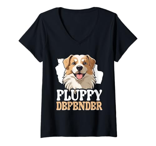 Damen Alabai Hund Fluffy Defender T-Shirt mit V-Ausschnitt Damen Alabai Hund Fluffy Defender T-Shirt mit V-Ausschnitt von Alabai Hund