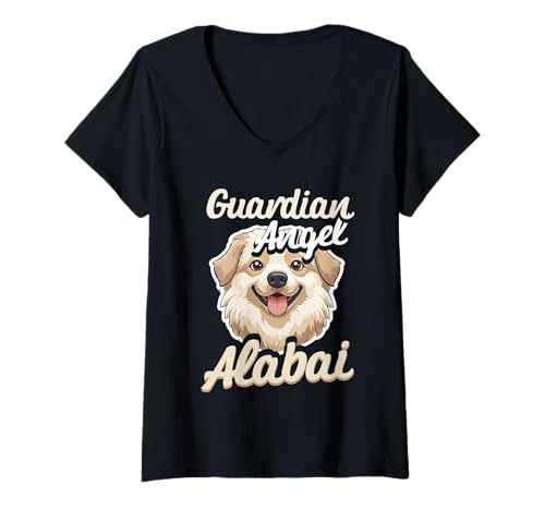 Damen Alabai Hund Guardian Angel: Alabai T-Shirt mit V-Ausschnitt Damen Alabai Hund Guardian Angel: Alabai T-Shirt mit V-Ausschnitt von Alabai Hund