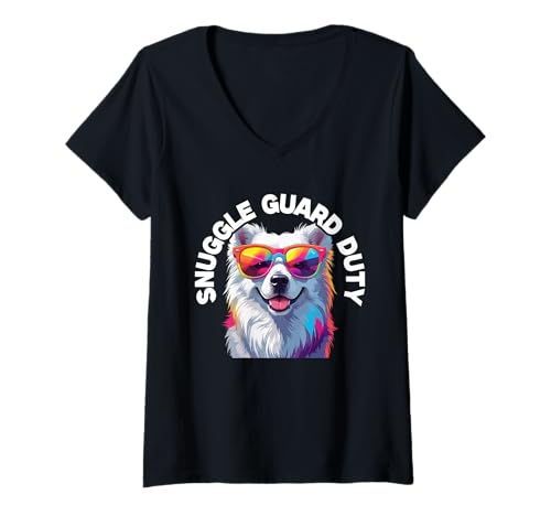 Damen Alabai Hund Snuggle Guard Duty T-Shirt mit V-Ausschnitt Damen Alabai Hund Snuggle Guard Duty T-Shirt mit V-Ausschnitt von Alabai Hund