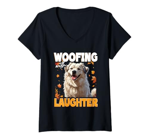 Damen Alabai Hund Woofing with Laughter T-Shirt mit V-Ausschnitt Damen Alabai Hund Woofing with Laughter T-Shirt mit V-Ausschnitt von Alabai Hund