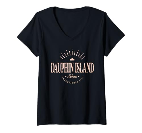 Damen Dauphin Island Alabama | Dauphin Island AL Modern T-Shirt mit V-Ausschnitt Damen Dauphin Island Alabama | Dauphin Island AL Modern T-Shirt mit V-Ausschnitt von Alabama Contemporary Designs