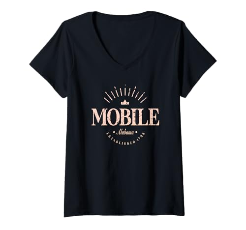 Damen Mobil Alabama | Mobil AL Modern T-Shirt mit V-Ausschnitt von Alabama Contemporary Designs