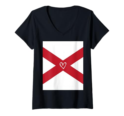 Damen Alabama-Flagge Alabamian Heart Proud Heritage State Pride T-Shirt mit V-Ausschnitt Damen Alabama-Flagge Alabamian Heart Proud Heritage State Pride T-Shirt mit V-Ausschnitt von Alabama Flag Alabamian Proud State Gifts Idea