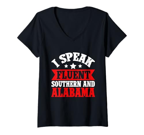 Damen Ich spreche fließend Southern und Alabama T-Shirt mit V-Ausschnitt Damen Ich spreche fließend Southern und Alabama T-Shirt mit V-Ausschnitt von Alabama Gift