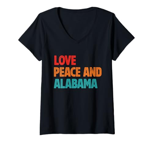 Damen Liebe Frieden und Alabama T-Shirt mit V-Ausschnitt Damen Liebe Frieden und Alabama T-Shirt mit V-Ausschnitt von Alabama Gift